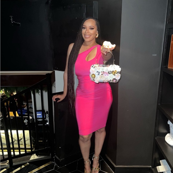 Pink One-Shoulder Dress - Picture 2 of 3